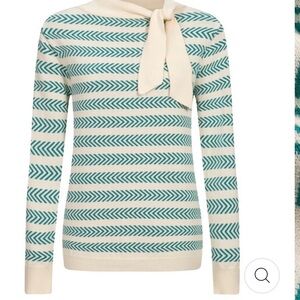 Oxknit Women's Teal and Cream Sweater L vintage style